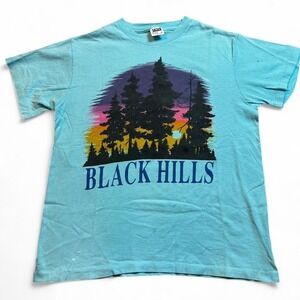 Vintage Black Hills South Dakota teal single stitch T-shirt medium READ